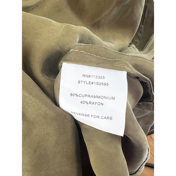 Free People Boho Kimono Jacket | Olive Green Flowy Duster Open Front Cottagecore - Picture 13 of 15